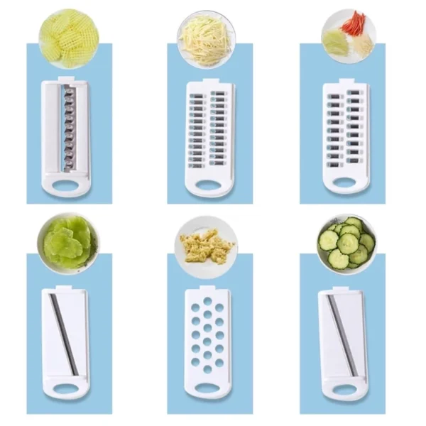 Kit Multifuncional de Fatiador, Ralador e Cortador de Legumes, Verduras e Frutas com Lâminas de Aço Inox – Praticidade e Agilidade na Cozinha - Image 4